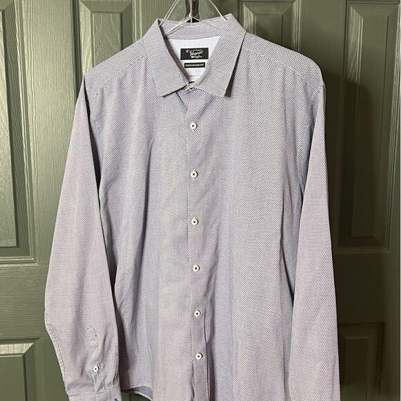 Original Penguin Men's Geometric Print Long Sleeve‎ Dress Shirt - Picture 10 of 11